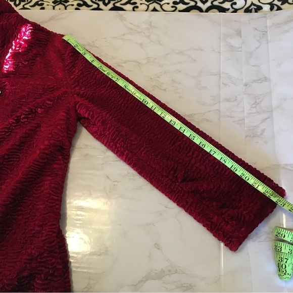 Vintage Will’s River Co. Velvet Blazer Faux Lamb Fur Jacket Pea Coat Red 2 Small - Picture 10 of 16